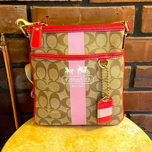 Coach Handbags - Coach Signature Heritage Stripe Crossbody Bag
